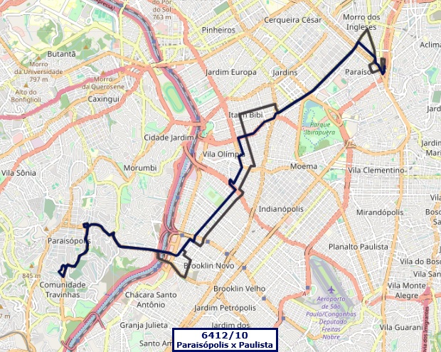Mapa do itinerário da linha 6412.10